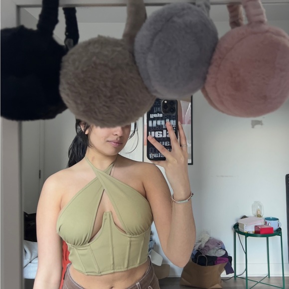 Olive green corset crop top - Picture 2 of 3